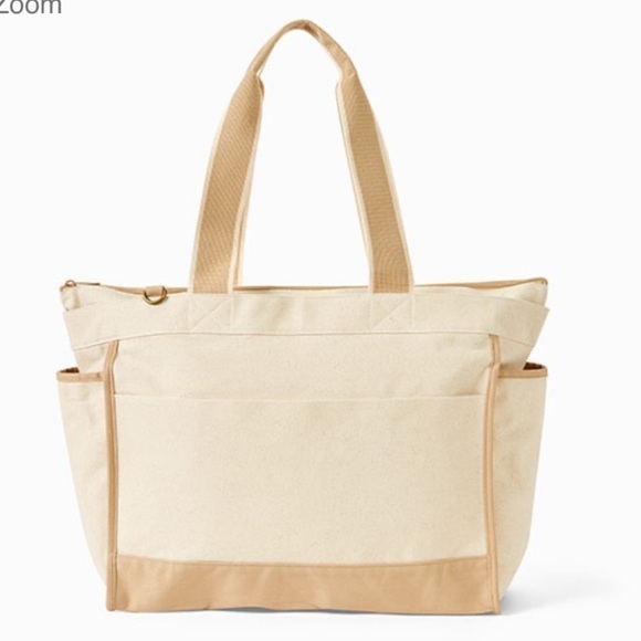 🚨Warm Sand Colorblock Canvas Boat Tote - Picture 2 of 11